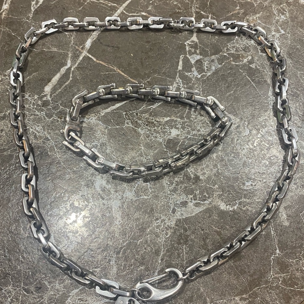 🔥 Vintage Russell Simmons Stainless Steel Chain Necklace (22”) + a Bracelet 🔥 - Picture 2 of 6